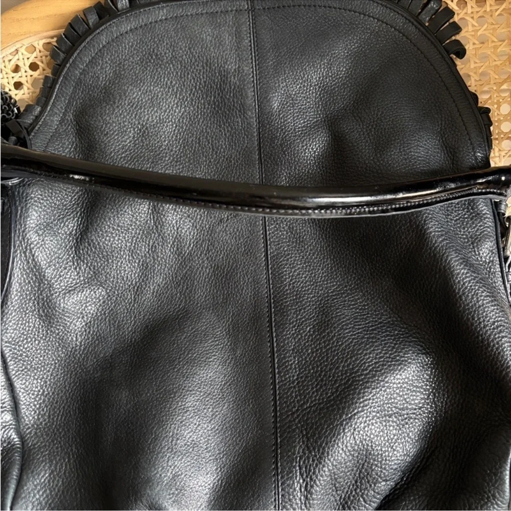 MaxMara Y2K Black Leather Fringe Bag